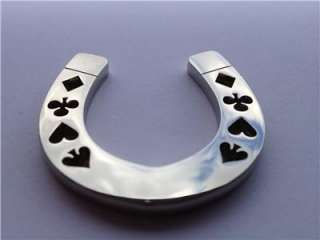 SILVER Lucky Poker Horseshoe Weight Card Guard Cover  