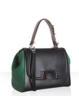 Fendi black and green leather Silvana flap crossbody bag