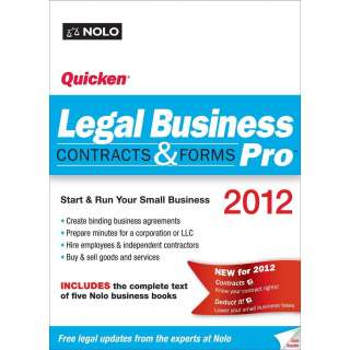 Quicken Legal Business Pro 2012 Nolo Contracts Forms Law Software 