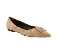 roger vivier turtledove suede buckle detail pointed toe flats