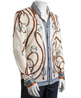 Gucci ivory belt printed silk jersey button front shirt   up 