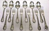 ANTIQUE FRENCH CHRISTOFLE MARLY FLATWARE SET for 6  