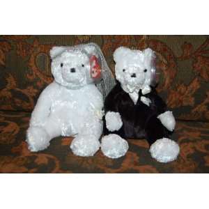  (2) Ty Beanie Baby Bears Groom and Bride 