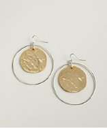 Kenneth Jay Lane gold and silver hammered center hoop earrings style 
