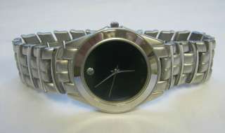 NEW Mens Exceptional GENEVA Watch  Black Dial, Stainless Steel Band 