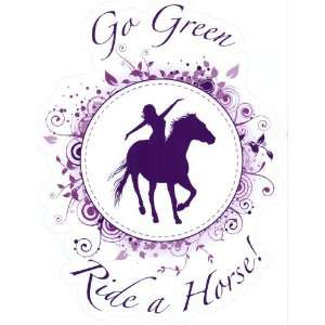  Sm Go Green Ride a Horse Automotive Decal  Purple and 