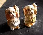 Antique Chalkware King Charles Spaniel Dog Pair Statues Plaster 