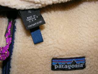 Patagonia Deep Pile Fleece Vest Jacket Mens XL SWEET Beige Navy 