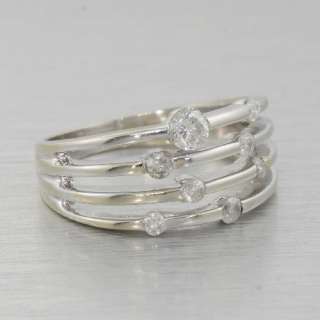 Alluring Unique 14k White Gold Modern Style Floating Diamond Ring Band 