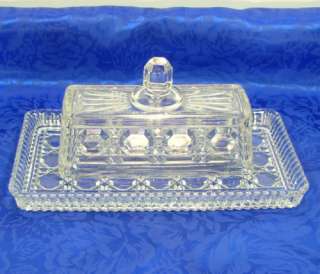 Indiana Glass Windsor Quarter Stick Butter Dish Top + Tray/Plate 