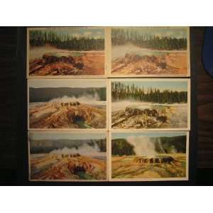  6 Postcards 10 30s Punch Bowl Spring, Yellowstone Park 