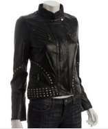 style #304048901 black leather studded motorcycle jacket