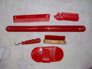 Tough 1 Grooming Kit6 Piece SetBrushes&CombsRED  