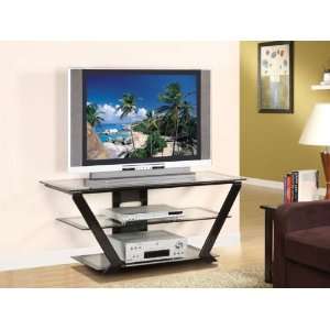  Powell Company Matte Black 42 TV Stand with Clear Glass 