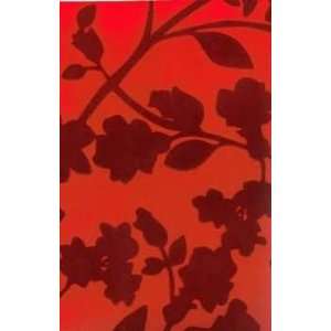  Red on Red Ivy Velvet Flocked Wallpaper