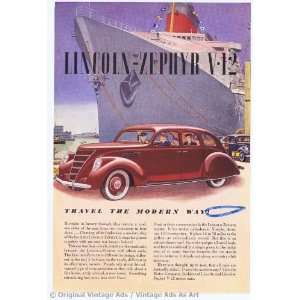  1937 Lincoln Zephyr V 12 Red Vintage Ad 