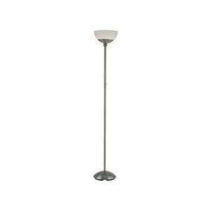   Impressionate Torchiere Lamp, Polished Steel with Frosted Glass Shade