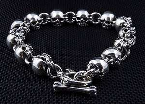   925 SOLID STERLING SILVER MENS CHAIN BRACELET 9 INCHES BIKER  