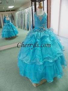   GIRLS 6240 Turquoise Size 6 GIRLS NATIONAL PAGEANT GOWN FORMAL DRESS
