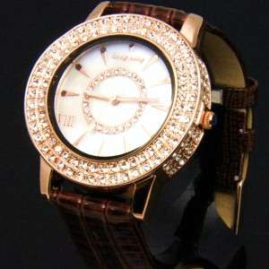 Luxury Leather Crystal Women Rose Gold / Silver Watch [5 Colour 