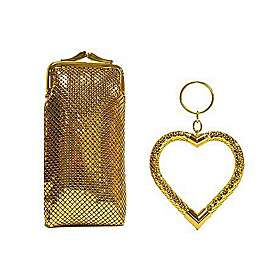 Whiting and Davis Long Cigarette/Eyeglass Case With Heart Key Fob 