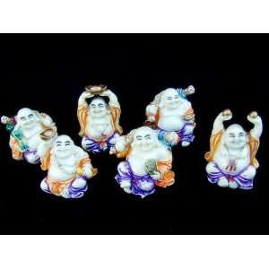  Six Ceramic Chinese Lauging ( Happy)buddha for Feng Shui 