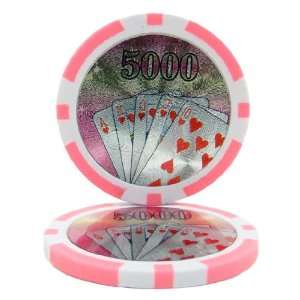  (25)14 Gram Royal Flush Laser Graphic Poker Chips $5000 