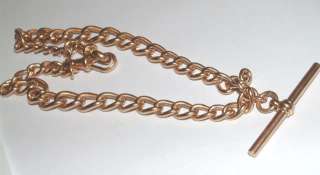 Vintage 1921 9 carat rose gold Albert chain t bar 46 gr  