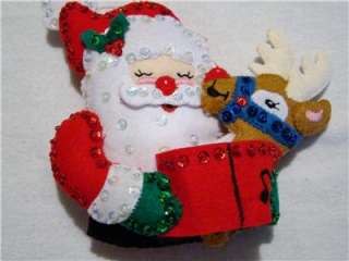   FELT ORNAMENT SET SANTA AND FRIENDS completed~READY TO HANG  