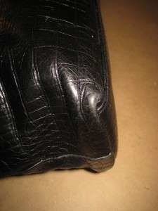   REPUBLIC Vintage Black Leather Reptile Tote Shopper Shoulder Purse Bag