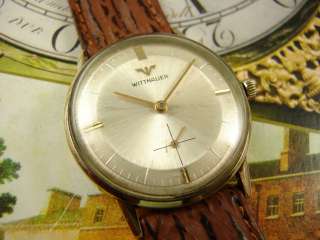   MENS ROLLED GOLD SAUCER CASE DRESS WATCH PEARLY SUNBURST DIAL  