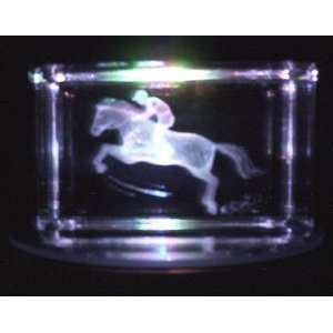  Laser Etched Crystal Jockey on Horse