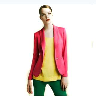 E1 Women Suit Blazer Turn Back Cuff Jacket Size XS,S,M,L 4colors 
