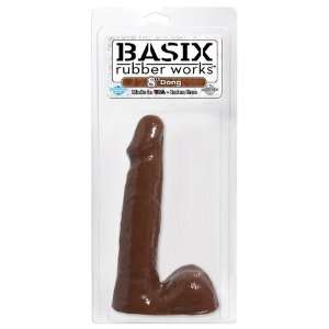 Bundle Basix 8in Dong Brown and 2 pack of Pink Silicone Lubricant 3.3 