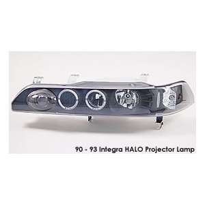   Integra One Piece Projector JDM Black Housing with Halo LED Angel Eye