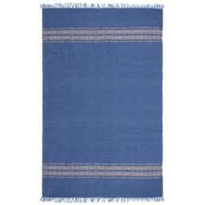  4 x 6 Blue Jute with Fringe Rectangle Flat Weave Rug 