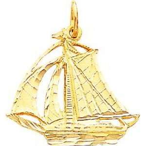  14K Gold Sailboat Charm Jewelry