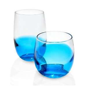  Dansk Glassware, Set of 4 Glasscapes Small Blue Tumblers 