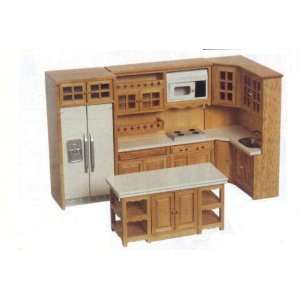  Dollhouse Miniature Oak Kitchen Set 