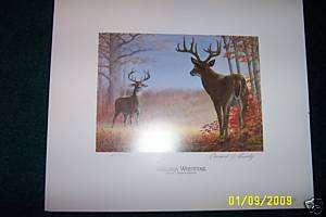 1982 Deer Print by Edward J. Bierly signed w/stamp BW  