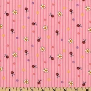   Ladybugs & Flowers Pink Fabric By The Yard Arts, Crafts & Sewing