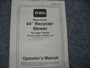 TORO 44 RECYCLER MOWER DECK OWNERS MANUAL MODEL 79108  