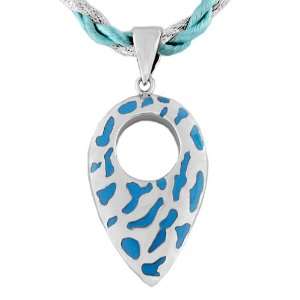   Gold Plated Sterling Silver Drop W/ Snow Leopard Resin Coating Pendant