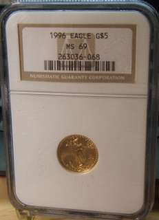 1996~~$5 1/10TH OZ GOLD~~NGC MS69~~AMERICAN EAGLE  
