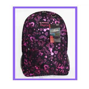  Track Pink Colored Cat Heart Signs Backpack School Bag 16 