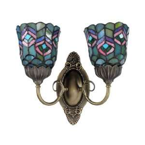  Stained Glass Tulip Design 2 Light Wall Sconce