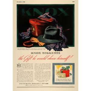  1936 Ad Knox Hatter Fifth Avenue Christmas Mens Gifts 