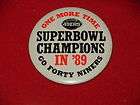 1989 SF 49ers Super Bowl Champs Hat Pin Button