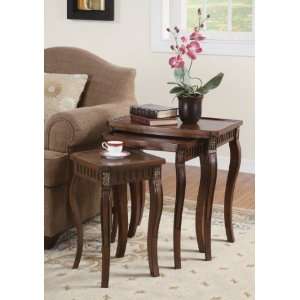  Coaster 901076 3 Piece Curved Leg Nesting Table Set, Brown 