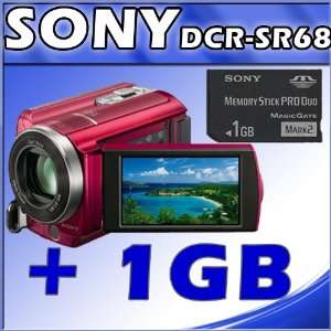  Sony DCR SR68 80GB Hard Disk Drive Handycam Camcorder (Red) + Sony 
